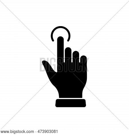 Click Gesture, Hand Cursor Of Computer Mouse Black Silhouette Icon. Pointer Finger Glyph Pictogram. 