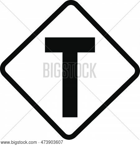 T Junction Sign Icon, Traffic Sign Related Vector Illustration