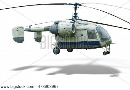 Russian And Soviet Helicopter Ka-26 Isolated Over White Background