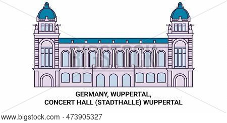Germany, Wuppertal, Concert Hall Stadthalle Wuppertal Travel Landmark Vector Illustration