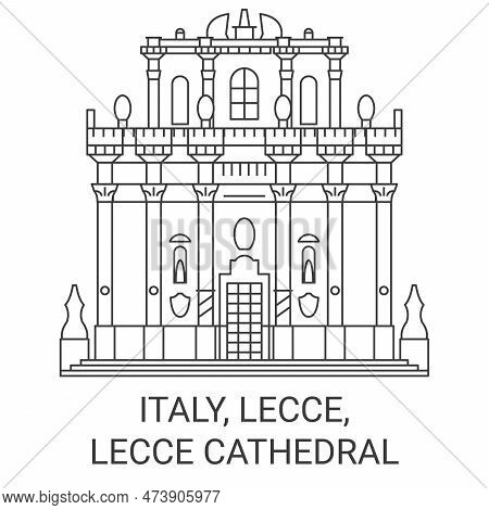 Italy, Lecce, Lecce Cathedral Travel Landmark Vector Illustration