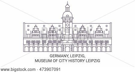 Germany, Leipzig, Museum Of City History Leipzig Travel Landmark Vector Illustration