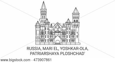 Russia, Mari El, Yoshkarola, Patriarshaya Ploshchad Travel Landmark Vector Illustration