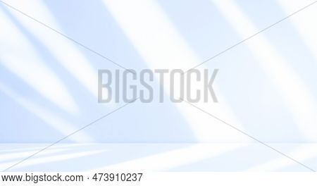 Blue Shelf Studio Room Product Background,backdrop Overlay Podium Shadow From Window House On Wall F