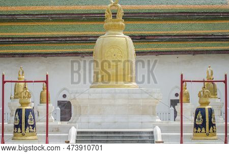 The Golden Bell At Wat Rakhang Kositaram Woramahawihan, An Important Tourist Attraction Of Thailand.