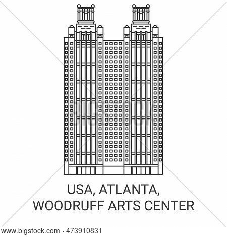 Usa, Atlanta, Woodruff Arts Center Travel Landmark Vector Illustration