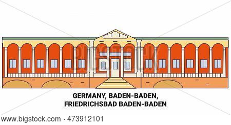 Germany, Badenbaden, Friedrichsbad Badenbaden Travel Landmark Vector Illustration