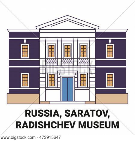 Russia, Saratov, Radishchev Museum Travel Landmark Vector Illustration
