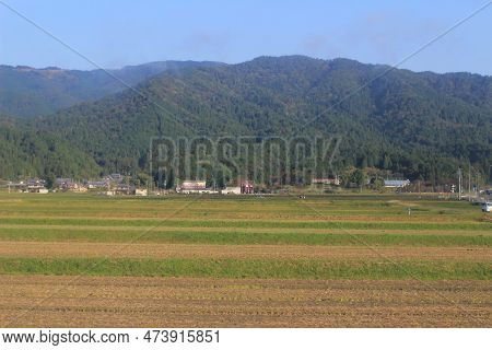 30 Oct 2013 The Landscape Of Countryside, Japan. View At Train