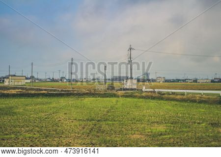 30 Oct 2013 The Landscape Of Countryside, Japan. View At Train