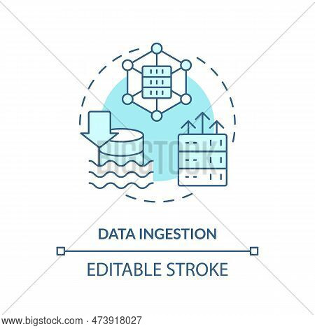 Data Ingestion Turquoise Concept Icon. Information Transportation. Data Lake Abstract Idea Thin Line