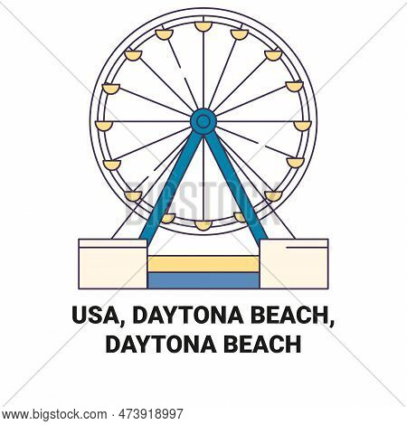 Usa, Daytona Beach, Daytona Beach Travel Landmark Vector Illustration