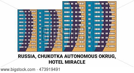 Russia, Chukotka Autonomous Okrug, Hotel Miracle Travel Landmark Vector Illustration