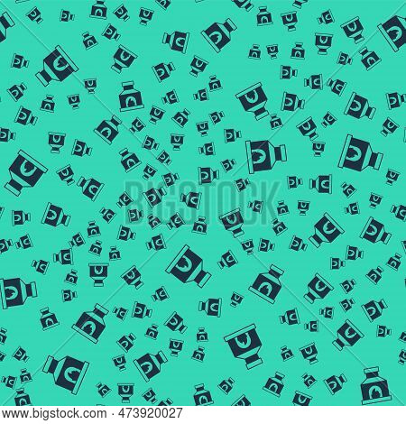 Black Blacksmith Oven Icon Isolated Seamless Pattern On Green Background. Vector