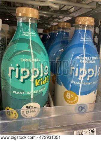 Grovetown, Ga Usa - 11 10 22: Grocery Store Ripple Kids Plant Based Milk