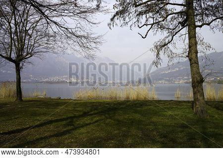 The Lake Of Annone At Oggiono, Lecco Province, Lombardy, Italy, At Winter