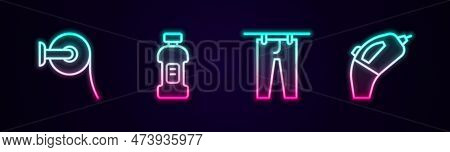 Set Line Toilet Paper Roll, Bottle For Detergent, Drying Clothes And Portable Vacuum Cleaner. Glowin