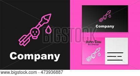 Pink Line Poison On The Arrow Icon Isolated On Black Background. Poisoned Arrow. Logo Design Templat