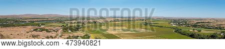 View From Tierberg To The West. Keimoes, Vineyards And Two Of Three Consecutive Bridges Over A Flood