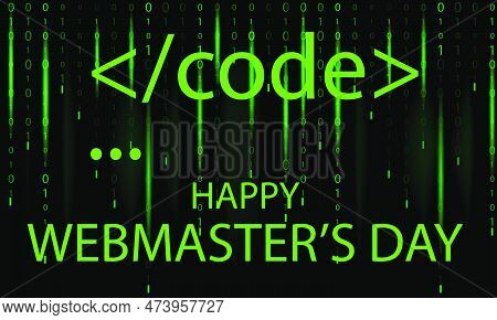 Webmasters On Matrix Background, Vector Art Illustration.