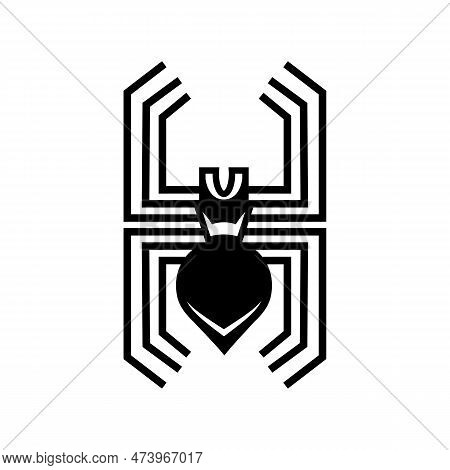 Black Spider Silhouette, Close-up Spider, Scary Big Spider On White, Poisonous Isect , Arachnophobia
