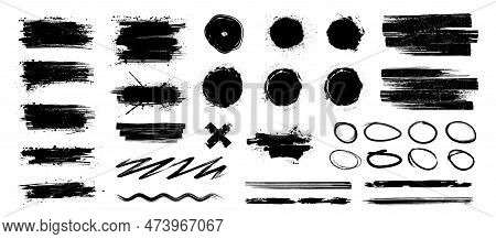 Brush Stroke Banners Withy Splashes And Drops Blots
