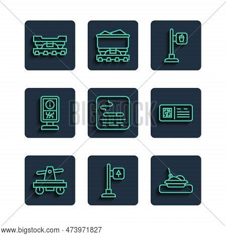 Set Line Draisine Or Handcar, Road Traffic Signpost, Plate With Food, Cafe Restaurant Location, Smok