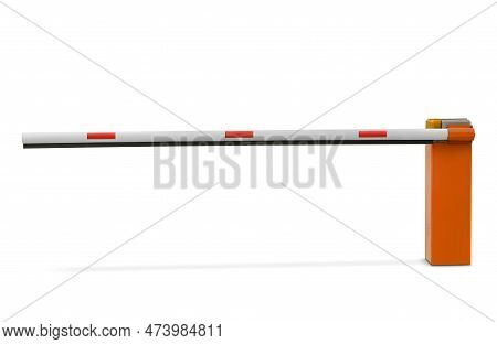 One Closed Boom Barrier Isolated On White