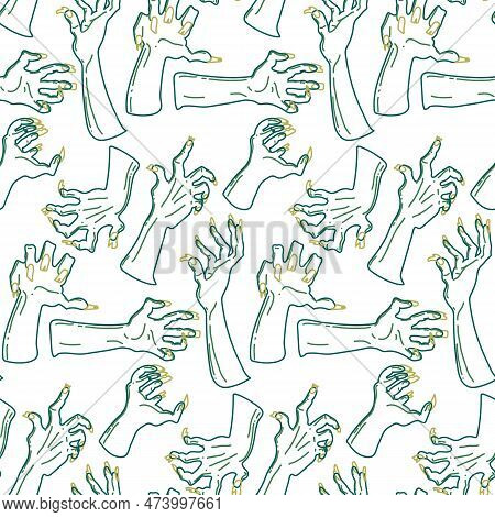 A Pattern From The Outline Of A Dead Man's Hands, Zombie Hands Trying To Grab Each Other. Attacking 