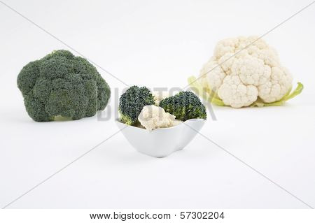 Fresh broccoli and cauliflower