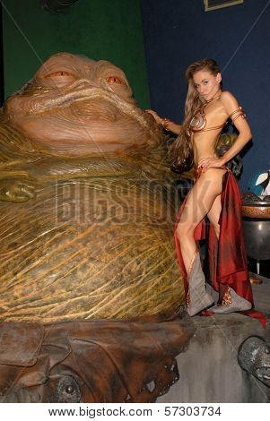 Paula Labaredas at the Slave Leia day tour and photo shoot with Jabba the Hutt, featuring members of Gentle Giant Studios, Burbank, CA. 07-16-10