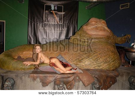 Paula Labaredas at the Slave Leia day tour and photo shoot with Jabba the Hutt, featuring members of Gentle Giant Studios, Burbank, CA. 07-16-10