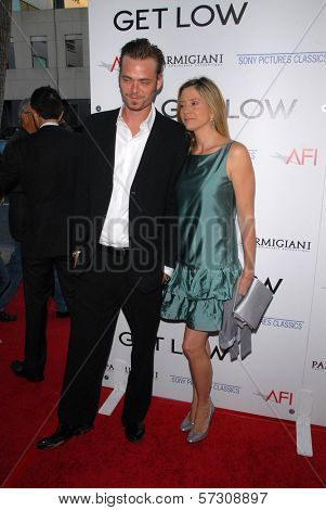 Christopher Backus and Mira Sorvino at the premiere of 