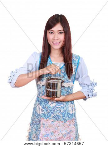 Female Chef With Tiffin