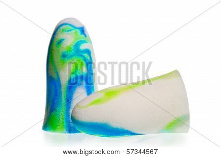 Beautiful Multi-colored Ear Plugs On White Background