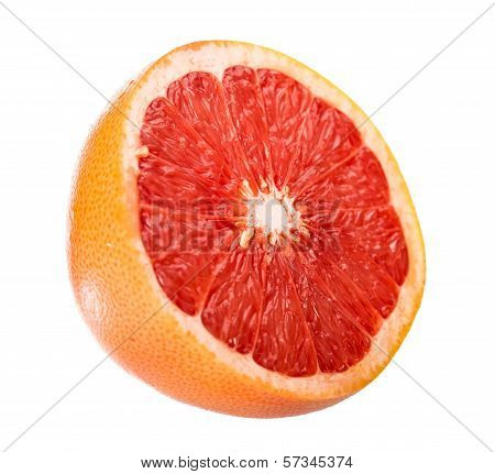 Half A Grapefruit On White Background