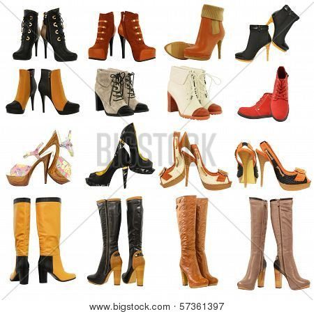 Different Set Of Women's Shoes