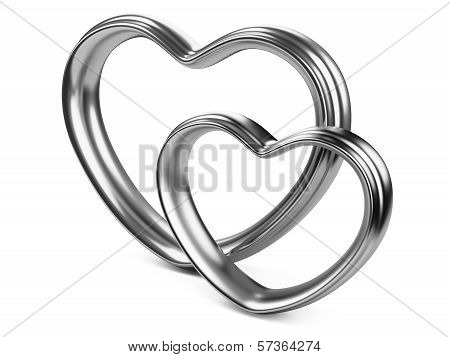 Two Silver Hearts Shape
