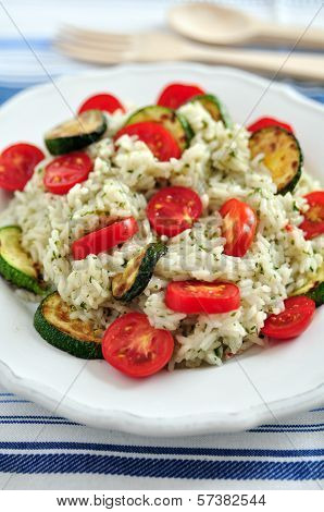 Insalata di Riso, Italian Rice Salad with zucchini and tomatoes