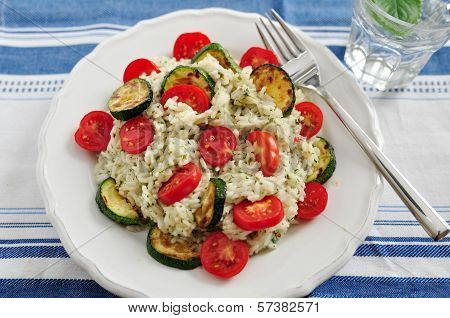 Insalata di Riso, Italian Rice Salad with zucchini and tomatoes