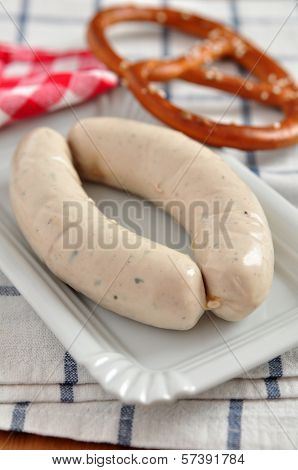 German white sausage with pretzle.