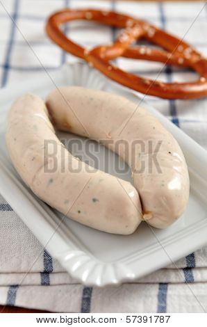German white sausage with pretzle.