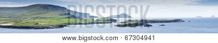 A panoramic image of Skellig in Ireland