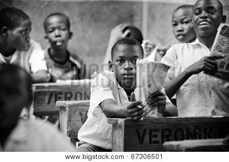 Kenya. Mombasa. January 25, 2012 African students. School.