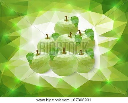 Green Apples On Triangle Background