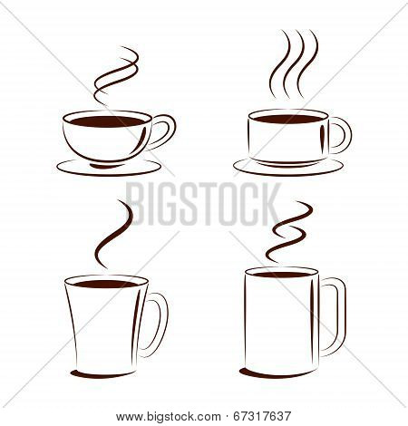 vector coffee Steam brush lines