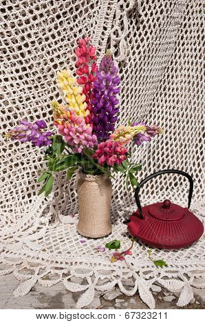 Still Life Bouquet With Lupines