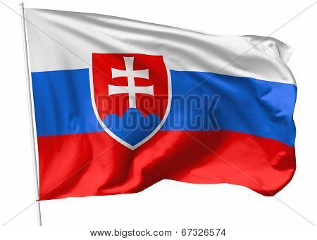 Flag Of Slovakia On Flagpole