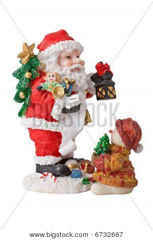 Santa Navidad y Santa Baby juguete Carring presenta. Aislado