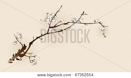 Plum blossom with line design